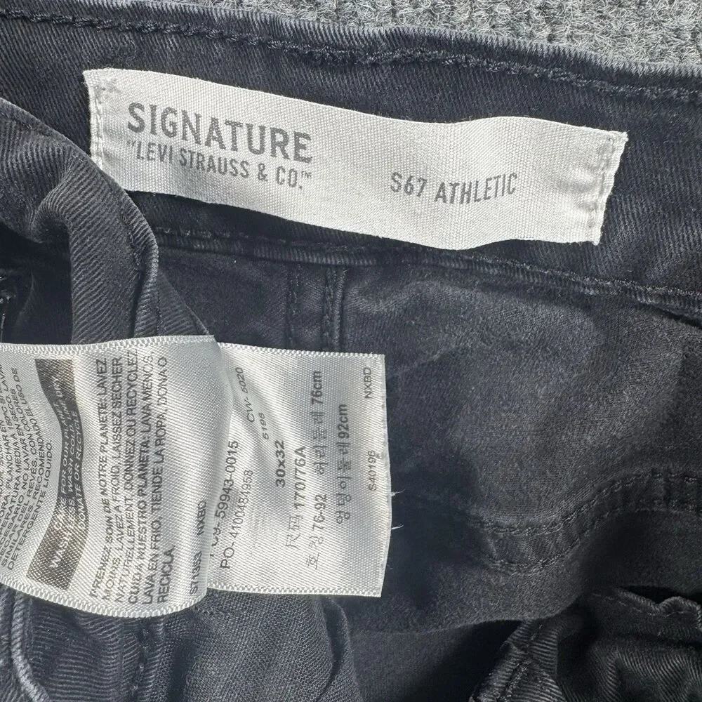 Signature By Levis Strauss Athletic Fit Jeans Mens 32X30 Black Mid Rise